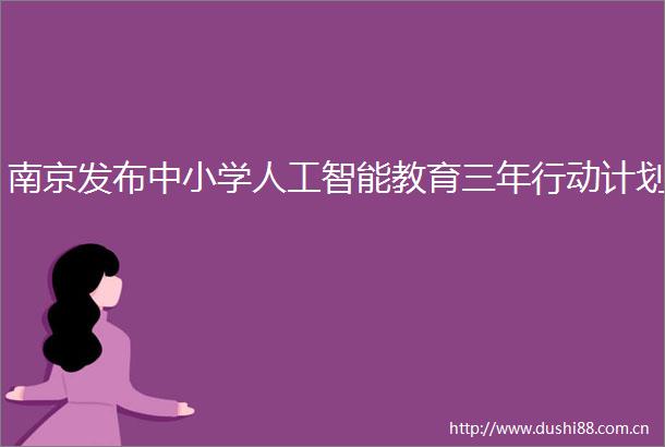 南京发布中小学人工智能教育三年行动计划