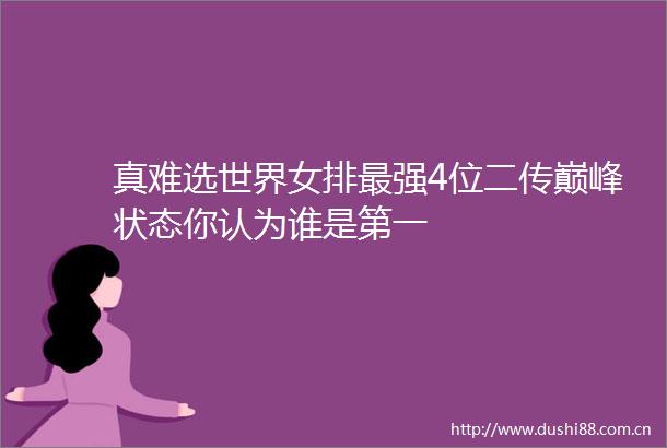 真难选世界女排最强4位二传巅峰状态你认为谁是第一