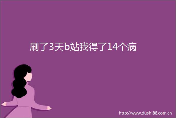 刷了3天b站我得了14个病