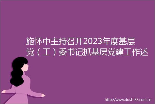 施怀中主持召开2023年度基层党（工）委书记抓基层党建工作述职评议会暨党建工作小组会议