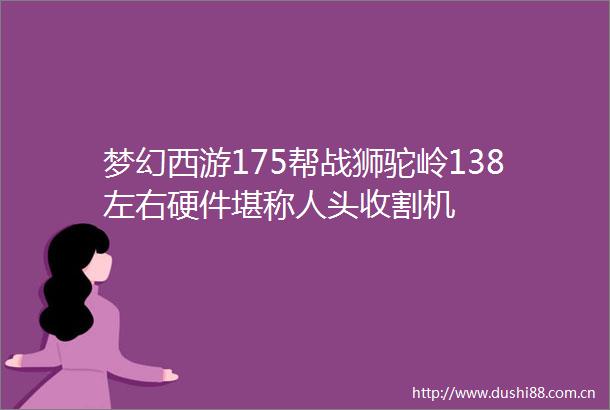 梦幻西游175帮战狮驼岭138左右硬件堪称人头收割机