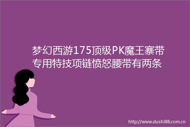 梦幻西游175顶级PK魔王寨带专用特技项链愤怒腰带有两条
