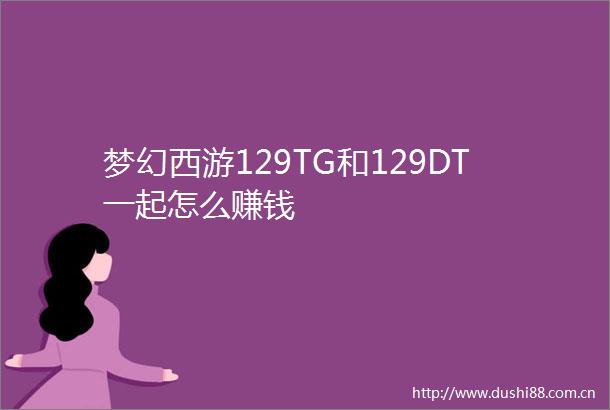 梦幻西游129TG和129DT一起怎么赚钱