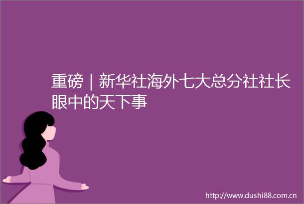 重磅｜新华社海外七大总分社社长眼中的天下事