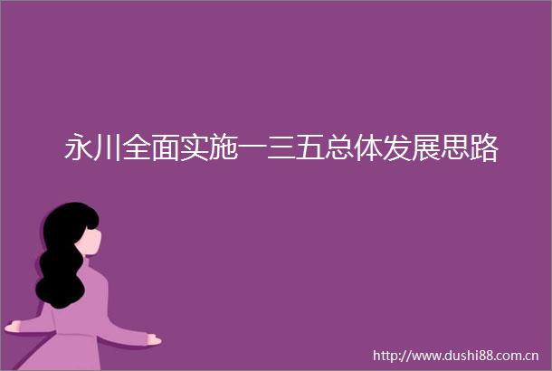 永川全面实施一三五总体发展思路