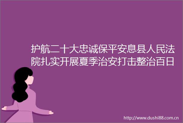 护航二十大忠诚保平安息县扎实开展夏季治安打击整治百日行动