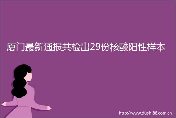 厦门最新通报共检出29份核酸阳性样本