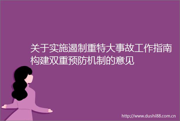 关于实施遏制重特大事故工作指南构建双重预防机制的意见