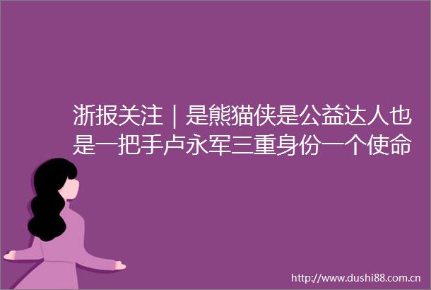 浙报关注｜是熊猫侠是公益达人也是一把手卢永军三重身份一个使命