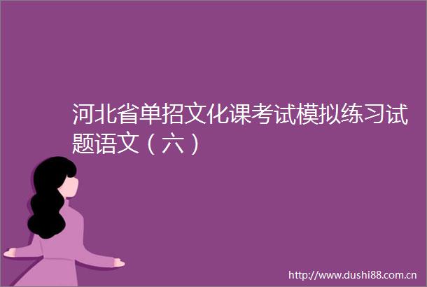 河北省单招文化课考试模拟练习试题语文（六）