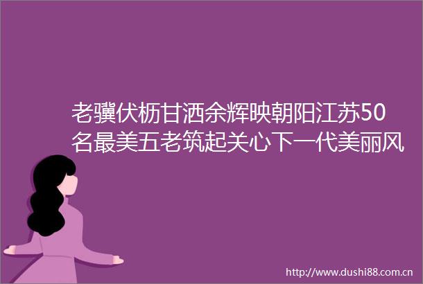 老骥伏枥甘洒余辉映朝阳江苏50名最美五老筑起关心下一代美丽风景