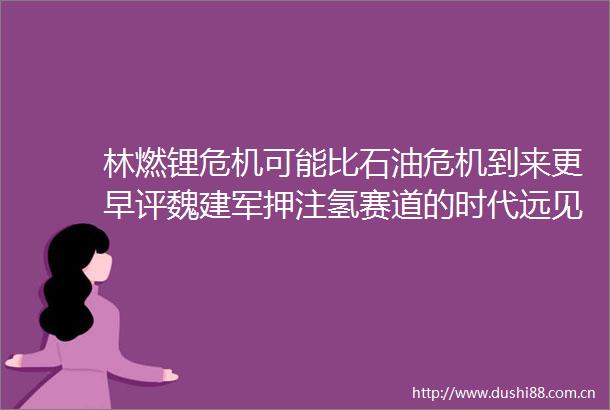林燃锂危机可能比石油危机到来更早评魏建军押注氢赛道的时代远见