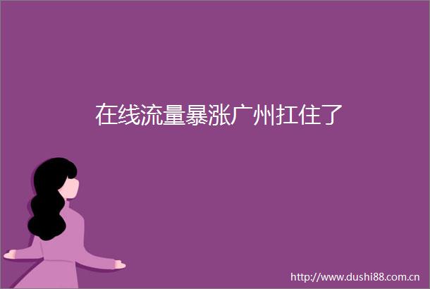 在线流量暴涨广州扛住了