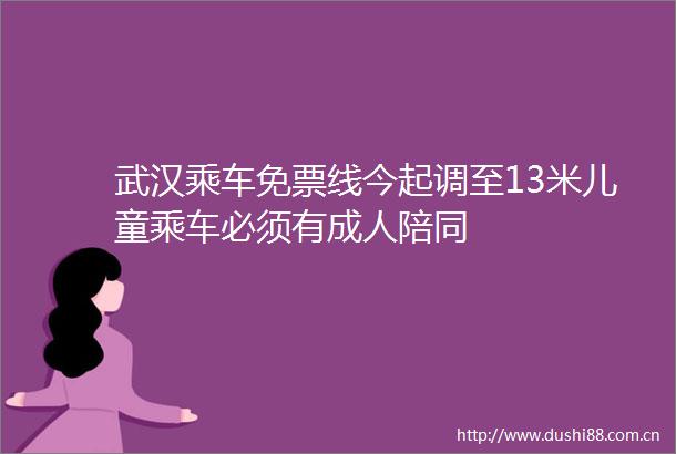 武汉乘车免票线今起调至13米儿童乘车必须有成人陪同
