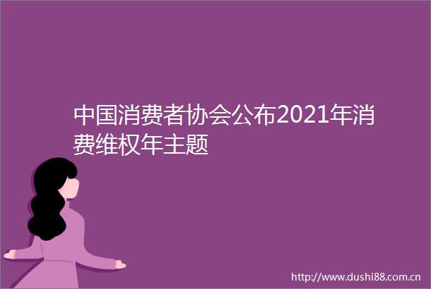 消费者协会公布2021年消费维权年主题