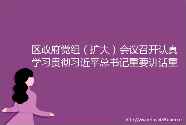 区党组（扩大）会议召开认真学习贯彻总书记重要讲话重要指示精神
