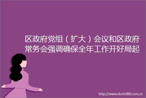区党组（扩大）会议和区常务会强调确保全年工作开好局起好步