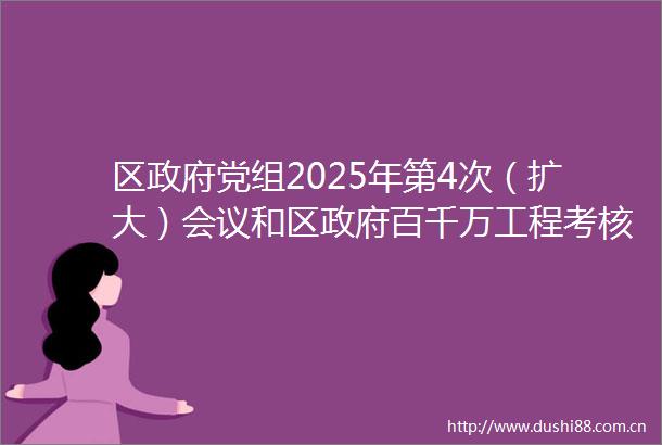 区党组2025年第4次（扩大）会议和区百千万工程考核整改推进会议召开