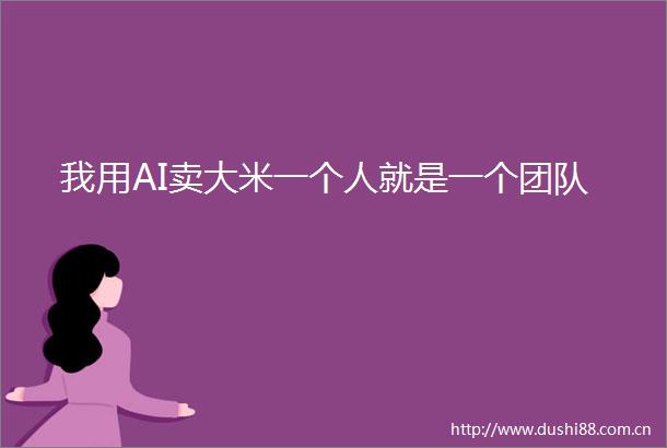 我用AI卖大米一个人就是一个团队