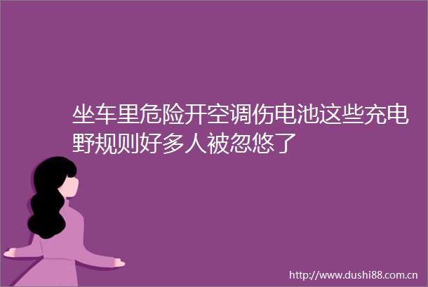坐车里危险开空调伤电池这些充电野规则好多人被忽悠了