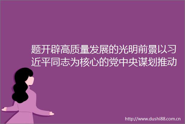 题开辟高质量发展的光明前景以同志为核心的党中央谋划推动京津冀协同发展五周年纪实