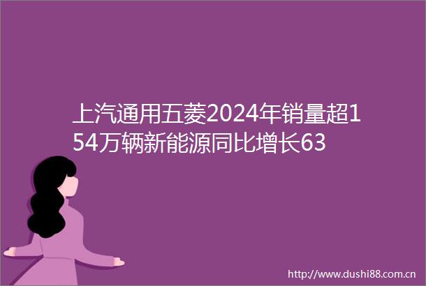 上汽通用五菱2024年销量超154万辆新能源同比增长63