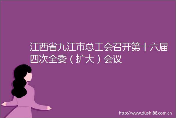 江西省九江市总工会召开第十六届四次全委（扩大）会议