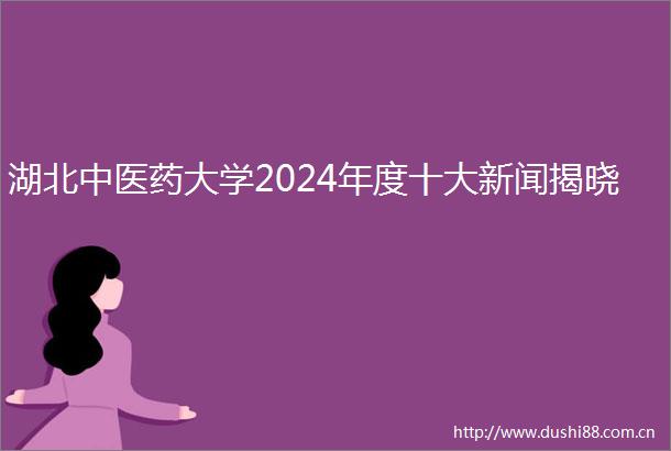 湖北中医药大学2024年度十大新闻揭晓