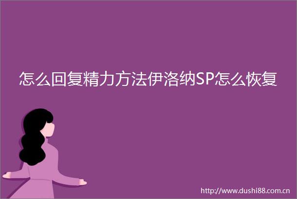 怎么回复精力方法伊洛纳SP怎么恢复