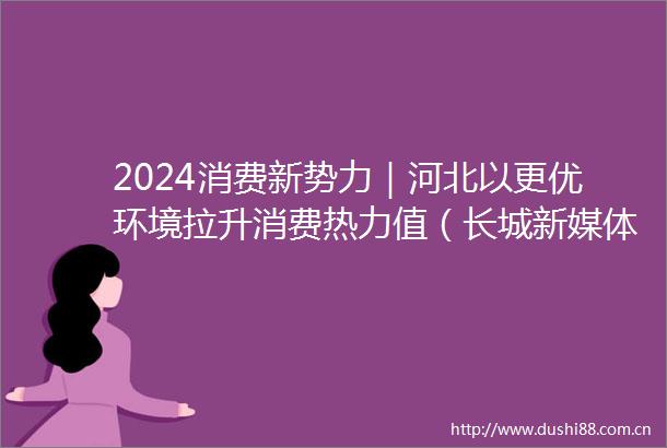 2024消费新势力｜河北以更优环境拉升消费热力值（长城新媒体）