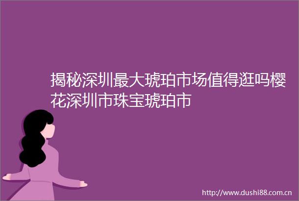 揭秘深圳最大琥珀市场值得逛吗樱花深圳市珠宝琥珀市