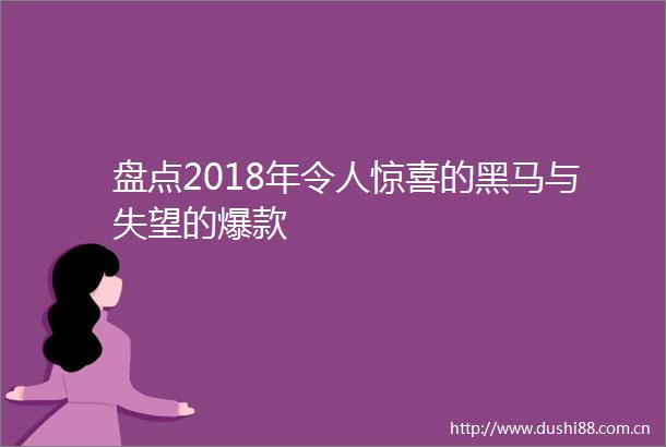 盘点2018年令人惊喜的黑马与失望的爆款