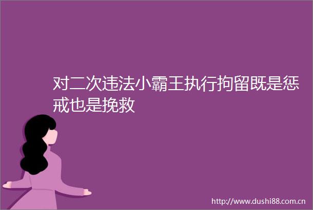 对二次小霸王执行拘留既是惩戒也是挽救