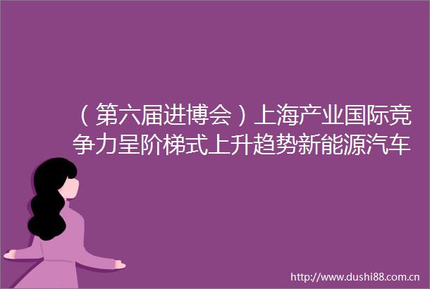 （第六届进博会）上海产业国际竞争力呈阶梯式上升趋势新能源汽车和人工智能双循环优势明显