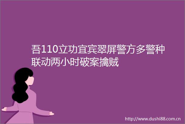 吾110立功宜宾翠屏警方多警种联动两小时破案擒贼