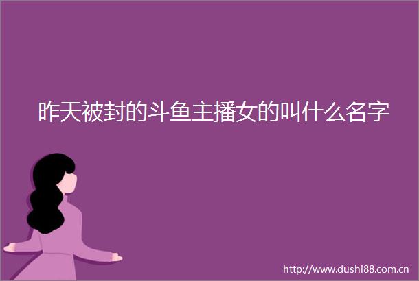 昨天被封的斗鱼主播女的叫什么名字