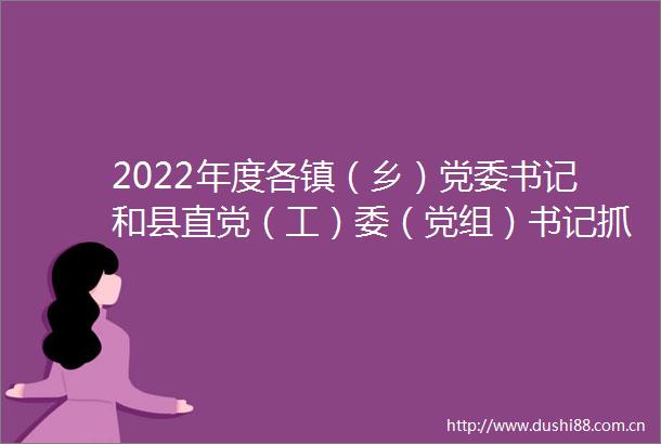 2022年度各镇（乡）党委书记和县直党（工）委（党组）书记抓基层党建工作述职评议会议召开