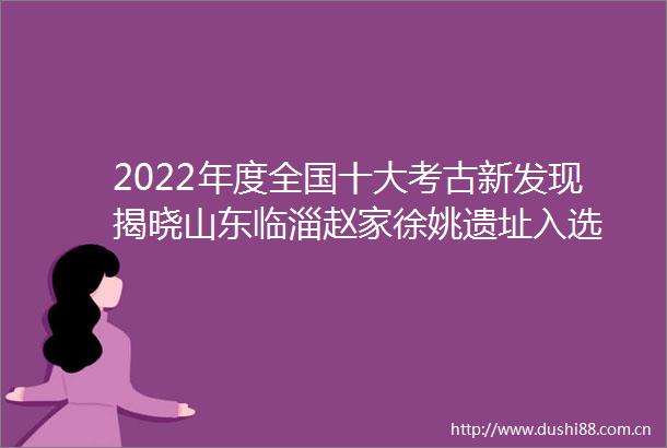 2022年度全国十大考古新发现揭晓山东临淄赵家徐姚遗址入选