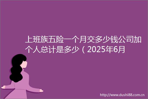 上班族五险一个月交多少钱公司加个人总计是多少（2025年6月1日）