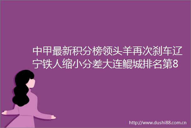 中甲最新积分榜领头羊再次刹车辽宁铁人缩小分差大连鲲城排名第8