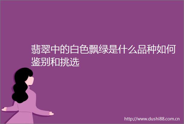 翡翠中的白色飘绿是什么品种如何鉴别和挑选