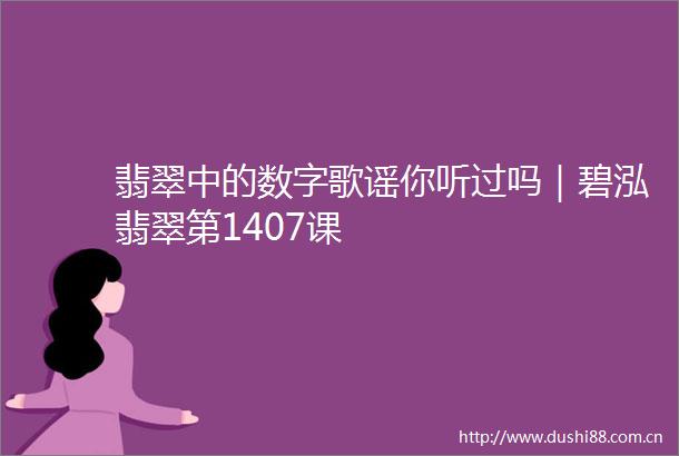 翡翠中的数字歌谣你听过吗｜碧泓翡翠第1407课