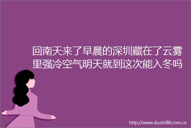 回南天来了早晨的深圳藏在了云雾里强冷空气明天就到这次能入冬吗
