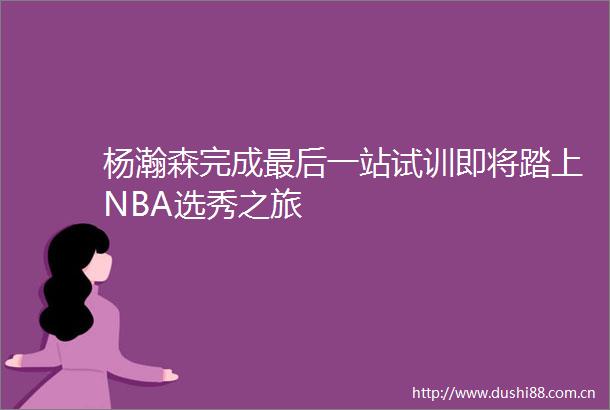 杨瀚森完成最后一站试训即将踏上NBA选秀之旅