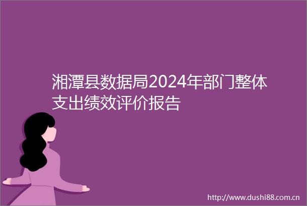 湘潭县数据局2024年部门整体支出绩效评价报告