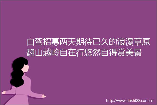 自驾招募两天期待已久的浪漫草原翻山越岭自在行悠然自得赏美景
