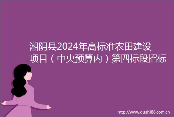 湘阴县2024年高标准农田建设项目（中央预算内）第四标段招标公告变更公告