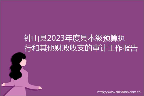 钟山县2023年度县本级预算执行和其他财政收支的审计工作报告