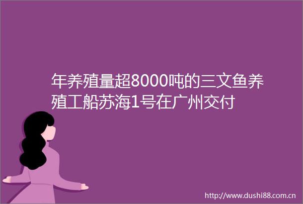 年养殖量超8000吨的三文鱼养殖工船苏海1号在广州交付