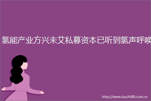 氢能产业方兴未艾私募资本已听到氢声呼唤